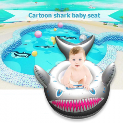 Requin de caricature - anneau de natation de bébé gonflable - siège avec poignée