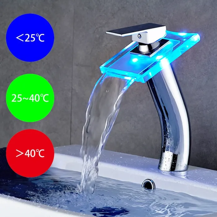 LED waterfall basin faucet