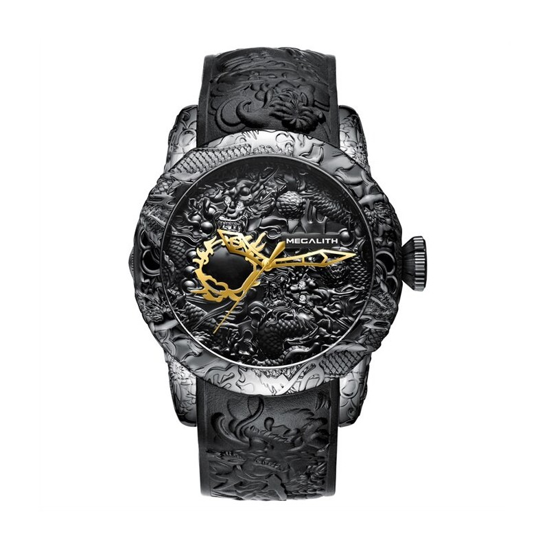 Orologio impermeabile di lusso con scultura di drago