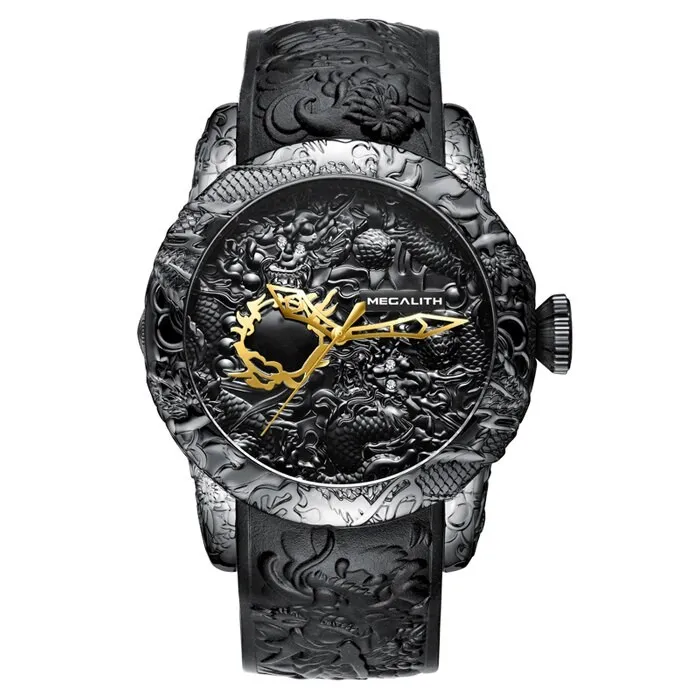 RelojesReloj impermeable de lujo con escultura de dragón