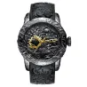 Luxury waterproof watch with dragon sculpture