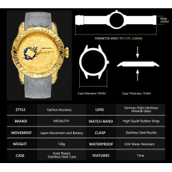 Luxury waterproof watch with dragon sculpture
