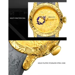 RelojesReloj impermeable de lujo con escultura de dragón