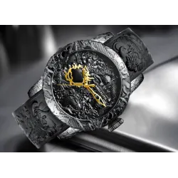 Orologio impermeabile di lusso con scultura di drago