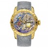 Luxury waterproof quartz watch with dragon sculpture