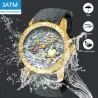 Montre quartz étanche de luxe avec sculpture dragon