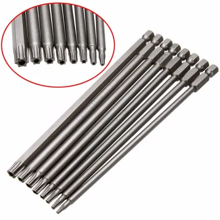 Magnetisk Torx skruvmejselbit satt 150 mm T8/T10/T15/T20/T25/T27/T30/T40 - 8 st