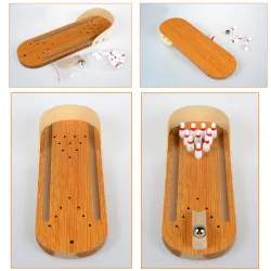 Mini wooden mini bowling game set