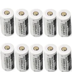 CR123A 16340 - 2200mAh 3.7V - laddningsbart batteri 10 bitar
