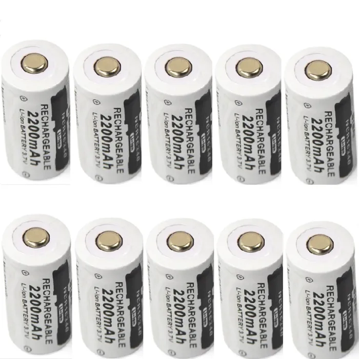 CR123A 16340 - 2200mAh 3.7V - ladattava akku 10 kappaletta