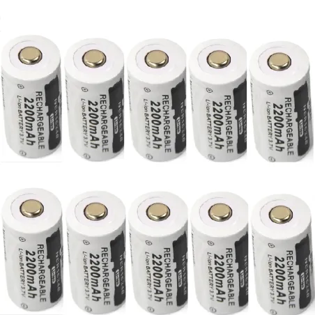 CR123A 16340 - 2200mAh 3.7V - laddningsbart batteri 10 bitar