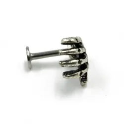 Body piercing with skull handEarrings