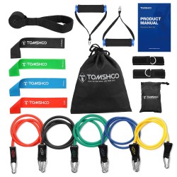 Yoga & fitness resistance bands - 17 pieces set with bag