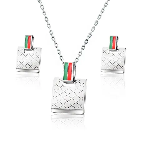Square örhängen & halsband - silver - rostfritt stål smycken