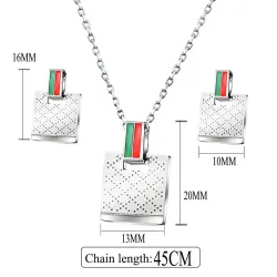 Square örhängen & halsband - silver - rostfritt stål smycken