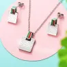 Conjuntos de joyasPendientes cuadrados & collar - plata - joyería de acero inoxidable