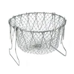 Foldable strainer - stainless steel mesh cooking basket
