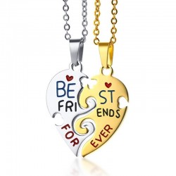 Best Friends Forever - stainless steel necklace - couples - 2 pieces