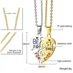 Bästa vänner för alltid - rostfritt stål halsband - par - 2 bitar