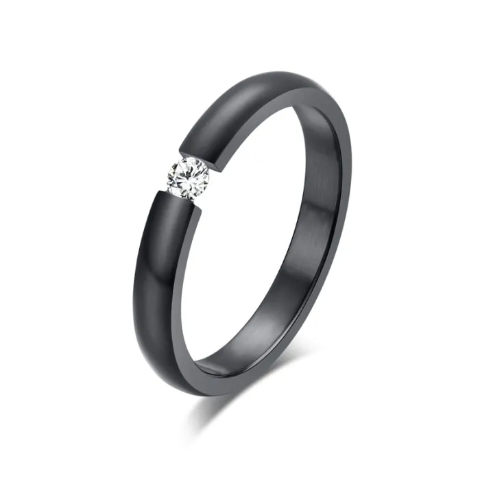 Elegant ring with crystal - stainless steel