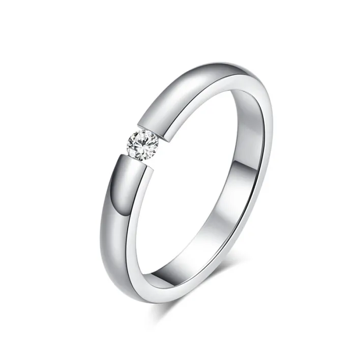 Elegant ring with crystal - stainless steel