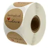 Handmade with Love - natural kraft paper - round stickers - 500 pieces