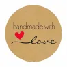 Adhesivos & cintasHecha a mano con Amor - papel kraft natural - pegatinas redondas - 500 piezas