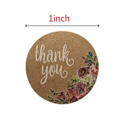 Merci - papier kraft naturel - stickers rond 500 / 1000 pièces