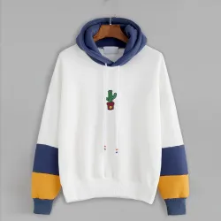 Pullover con cappuccio con stampa cactus