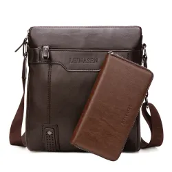 Modelig läder crossbody & axelväska med plånbok*