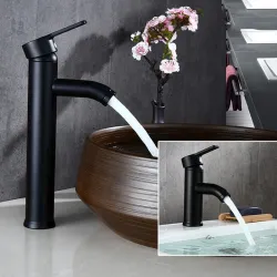 Robinet de lavabo en acier inoxydable noir