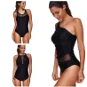 One-piece mesh baddräkt med push up