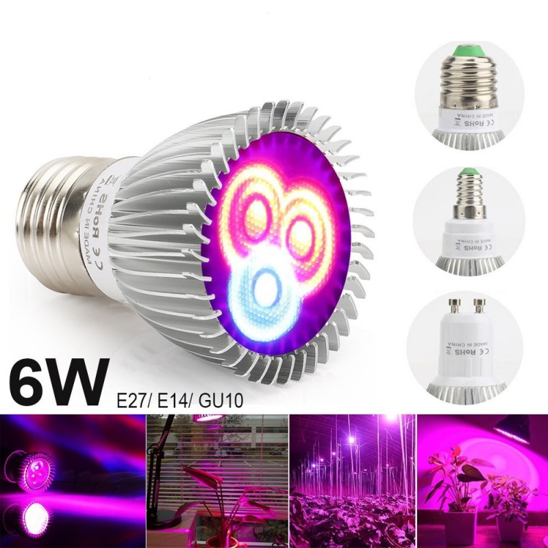 6W - E27 E14 GU10 - LED kasvaa valoksi