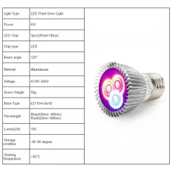 6W - E27 E14 GU10 - LED kweeklamp - hydrocultuurKweeklampen
