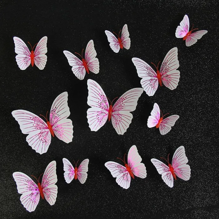 papillon 3D - sticker mural avec aimant 12 pièces