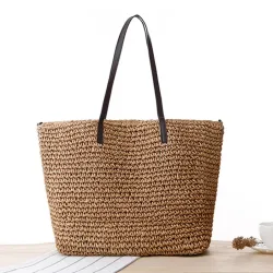 Large beach bag made from straw