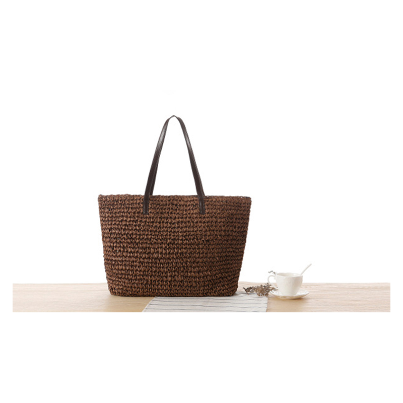 Large beach bag made from straw