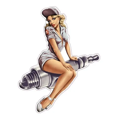 PegatinasSpark Plug Girl - vinyl car & motocicleta sticker 13 * 10cm
