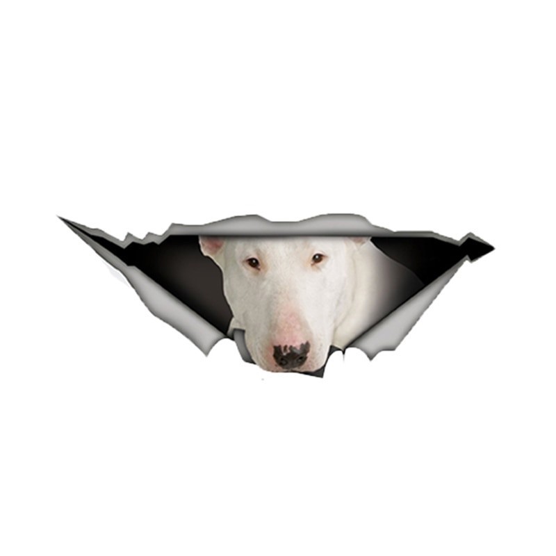 Bianco Bull Terrier - adesivo auto in vinile - impermeabile - 13 * 4.9cm