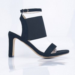 High heel sandals - pumps with ankle buckle & elastic rubber