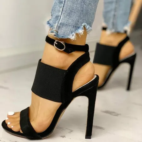 High Heel Sandalen - Pumps mit Knöchelschnalle & Gummi