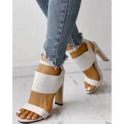 Sandales à talon élevé - pompes avec boucle de cheville & caoutchouc élastique