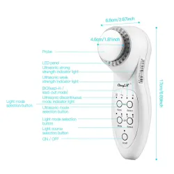 Piel7 colores LED - foton ultrasónico lifting de la cara - limpiador - arrugas removedor - masajeador de belleza