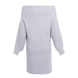 Off-Schulter Strickkleid - lose Pullover