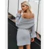 Off-shoulder stickad klänning - lös tröja