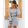 Off-Schulter Strickkleid - lose Pullover