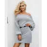 Off-Schulter Strickkleid - lose Pullover
