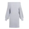 Off-shoulder stickad klänning - lös tröja