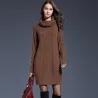 PlusSuéter de punto largo con cuello de tortuga - vestido de invierno
