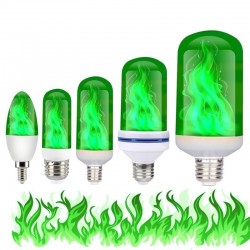 3W 5W 9W - E27 E26 E14 E12 Led 85-265V - lampadina con effetto fuoco - verde